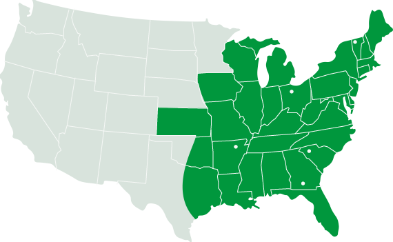 Smith Drug Company Wholesale Distribution Centers Coverage Map